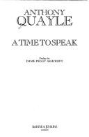 Cover for A time to speak