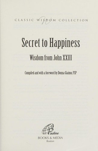 Cover for Secret to happiness