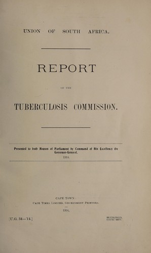 Cover for Report of the Tuberculosis Commission