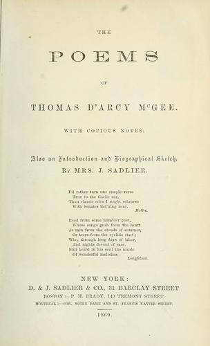 Cover for The poems of Thomas D'Arcy McGee.