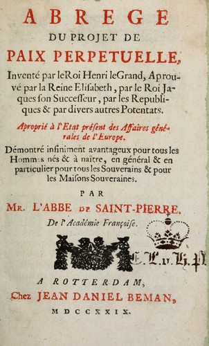 Cover for Abrege du Projet de paix perpetuelle
