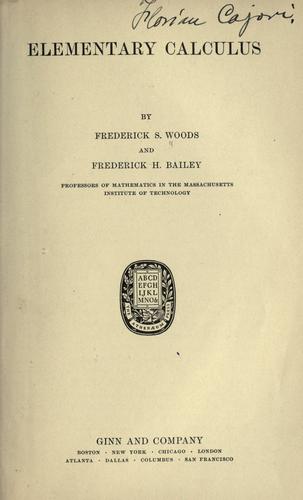 Cover for Elementary calculus