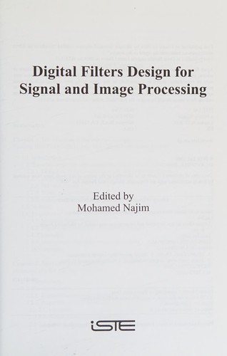 Cover for Digital filters design for signal and image processing