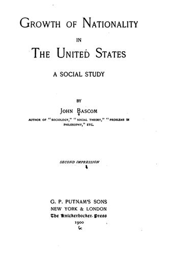 Cover for Growth of nationality in the United States