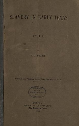 Cover for Slavery in early Texas.