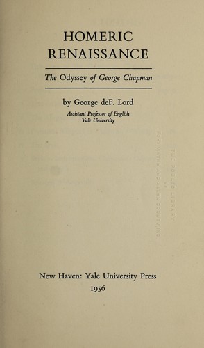 Cover for Homeric renaissance