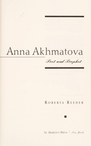 Cover for Anna Akhmatova