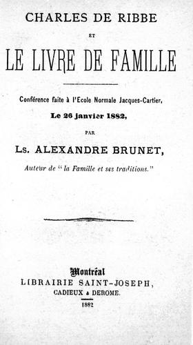 Cover for Charles de Ribbe et le Livre de famille