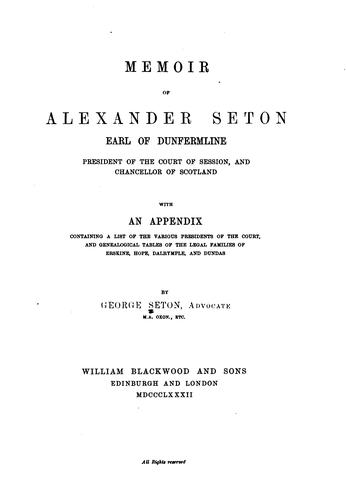 Cover for Memoir of Alexander Seton
