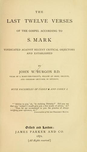 Cover for last twelve verses of the gospel according to S. Mark