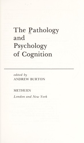 Cover for The Pathology and psychology of cognition