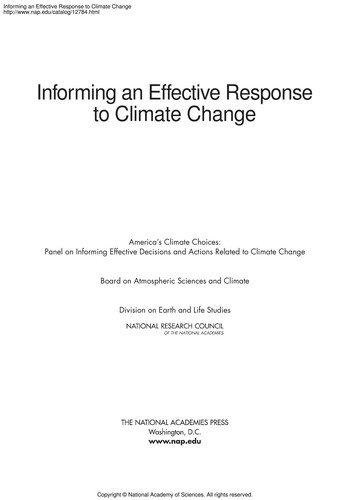 Cover for Informing an effective response to climate change