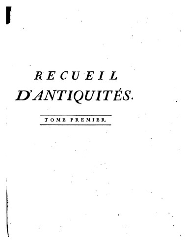 Cover for Recueil d'antiquités égyptiennes, étrusques, grecques et romaines