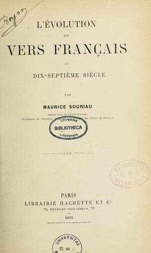 Cover for L'évolution du vers français au dix-septième siècle