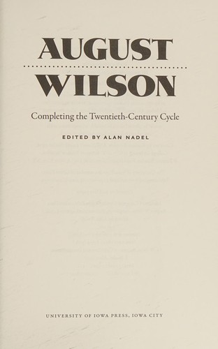 Cover for August Wilson