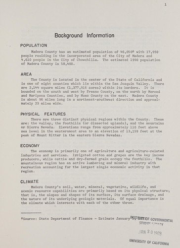 Cover for General plan, Madera County