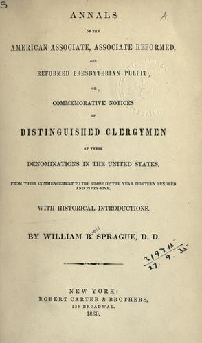 Cover for Annals of the American Associate, Associate Reformed, and Reformed Presbyterian pulpit