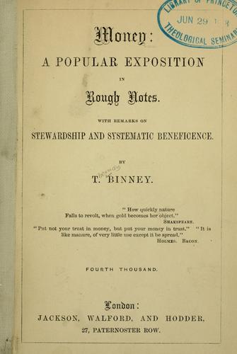 Cover for Money: a popular exposition in rough notes