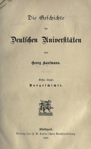 Cover for Geschichte der deutschen Universitäten