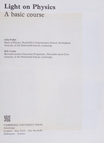 Cover for Light on physics