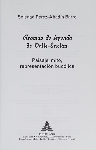 Cover for Aromas de leyenda de Valle-Inclán