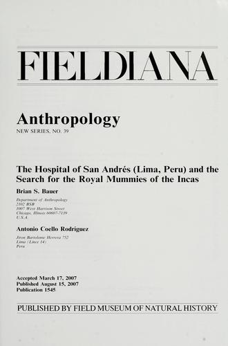 Cover for The Hospital of San Andrés (Lima, Peru) and the search for the royal mummies of the Incas