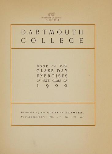 Cover for Book of the class day exercises of the class of 1900