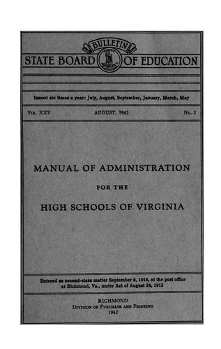 Cover for Manual of administration for high schools of Virginia ....