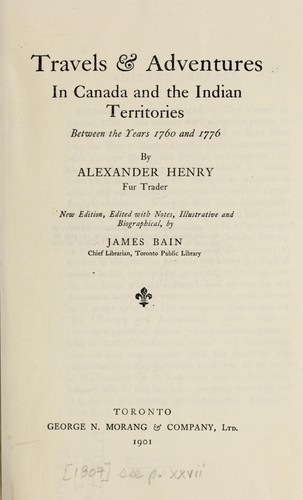Cover for Travels and adventures in Canada and the Indian territories between the years 1760 and 1776.