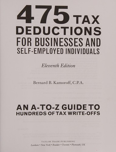 Cover for 475 tax deductions for businesses and self-employed individuals