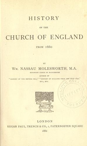 Cover for History of the Church of England from 1660