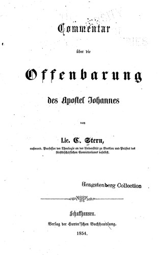Cover for Commentar über die Offenbarung des Apostel Johannes