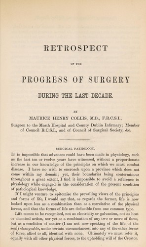 Cover for Retrospect of the progress of surgery during the last decade