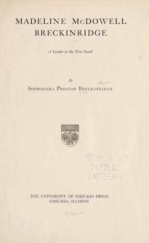 Cover for Madeline McDowell Breckinridge