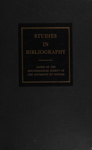 Cover for Studies in Bibliography