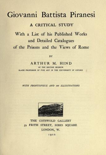 Cover for Giovanni Battista Piranesi