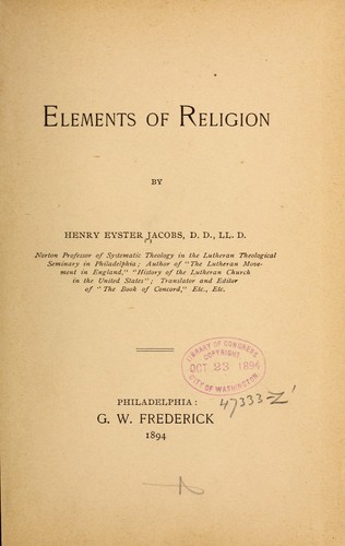 Cover for Elements of religion