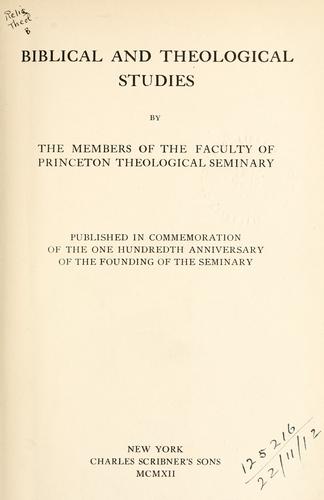 Cover for Biblical and theological studies