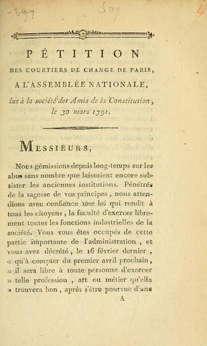 Cover for Pétition des courtiers de change de Paris
