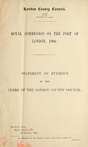 Cover for Royal commission on the port of London, 1900