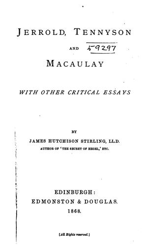 Cover for Jerrold, Tennyson and Macaulay