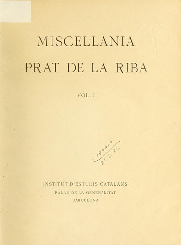 Cover for Miscellania Prat de la Riba