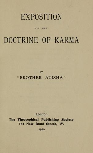 Cover for Exposition of the doctrine of Karma