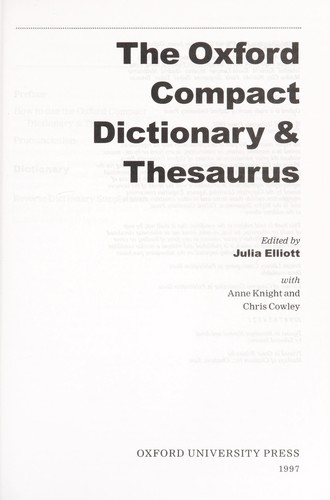 Cover for The Oxford compact dictionary & thesaurus
