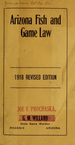 Cover for Arizona fish and game law.