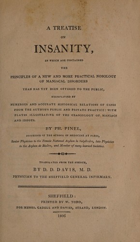 Cover for A treatise on insanity, in which are contained the principles of a new and more practical nosology of maniacal disorders than has yet been offered to the public ...