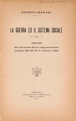 Cover for La guerra ed il sistema sociale