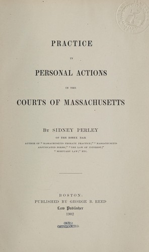 Cover for Practice in personal actions in the courts of Massachusetts