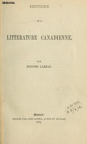 Cover for Histoire de la littérature canadienne