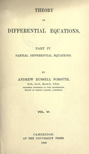 Cover for Theory of differential equations.